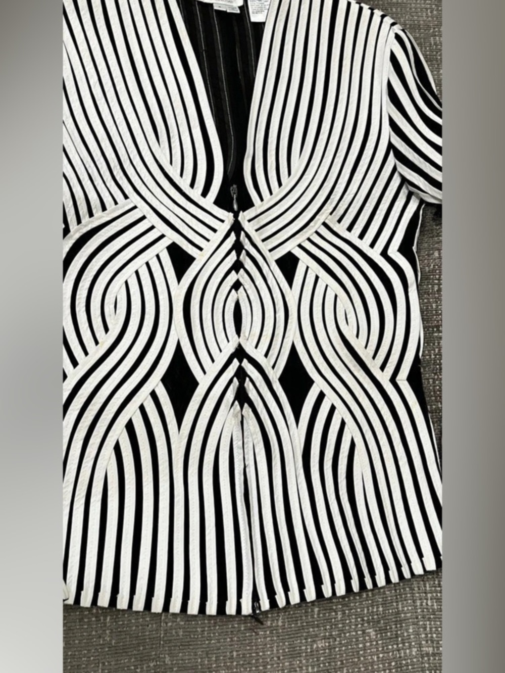 Andrea Rosati Op-Art Geometric Swirl Ribbon Appliqué Jacket